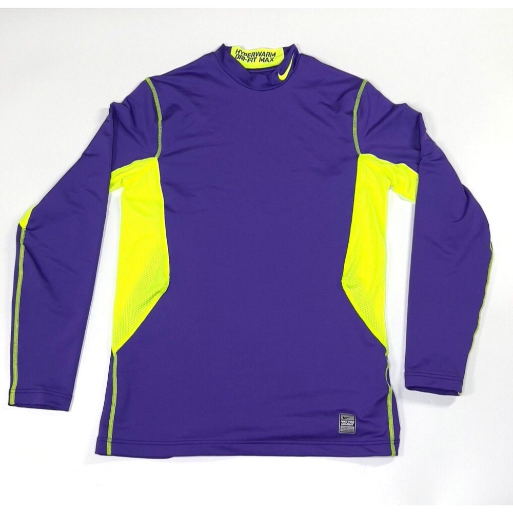 Nike PRO COMBAT Long Sleeve Shirt Mens M Hyperwarm Dri-Fit MAX 479925-531 Fitted